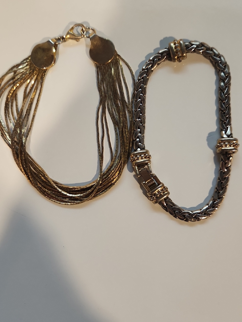 Gold Multi-Strand Bracelet and Silver-Tone Braided Bracelet Set